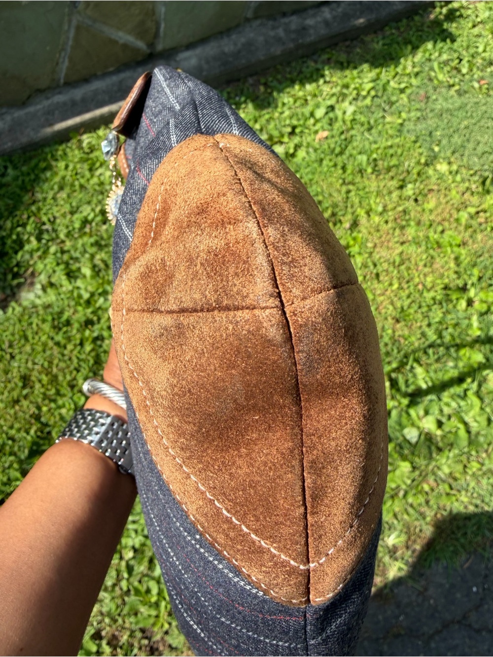 Rare Y2K Vintage Coach Denim Pinstripe Suede Shoulder/Crossbody Bag - Picture 11 of 17